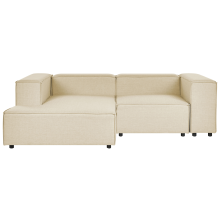 Modular Corner Sofa 2 Seater APRICA Faux Linen Beige Right Hand