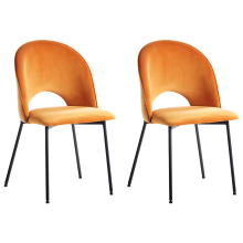 Set of 2 Dining Chairs COVELO Velvet Orange