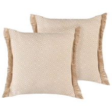 Set of 2 Decorative Cushions LONAR 45 x 45 cm Sand Beige