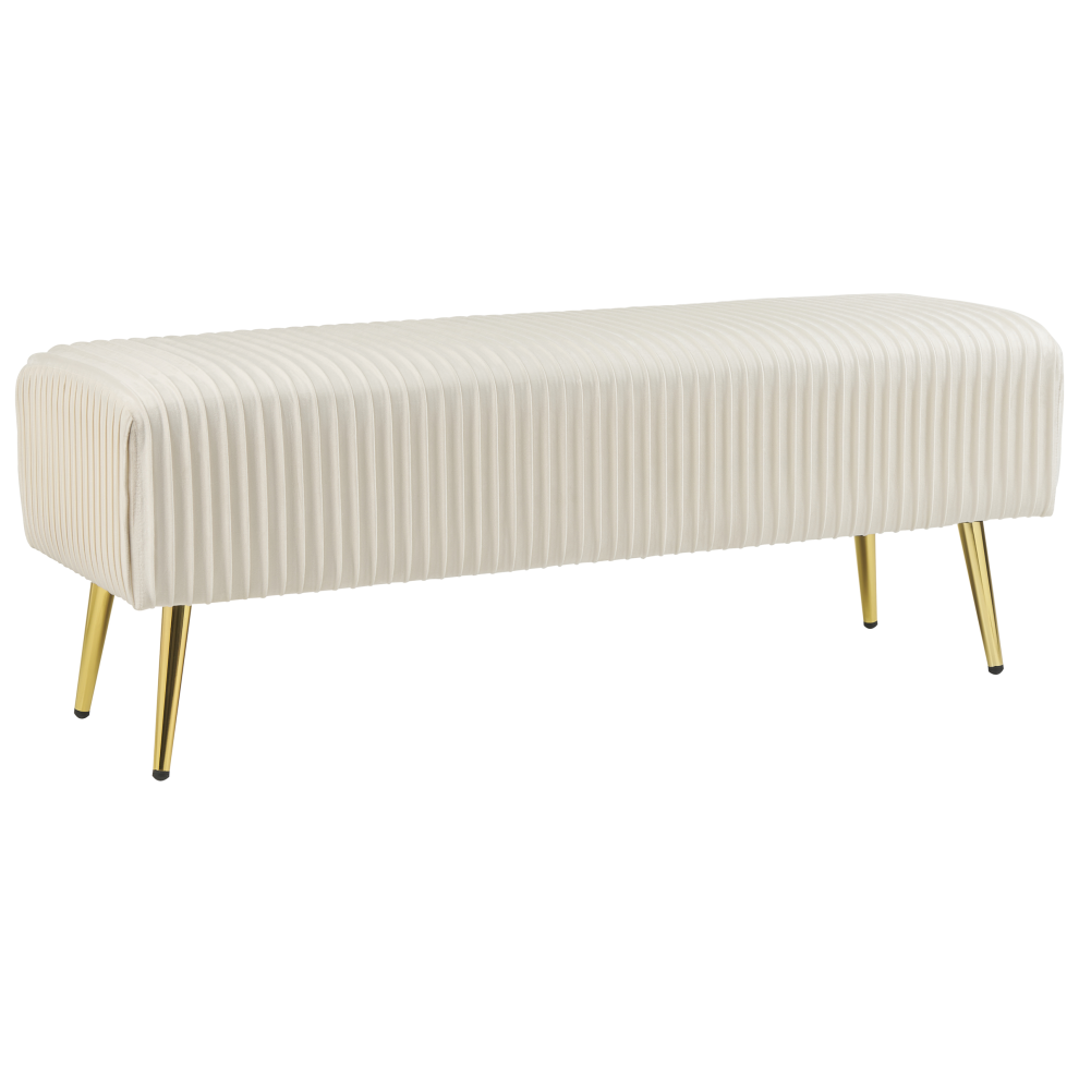 Beliani Upholstered Bench Paterson Velvet Off-White