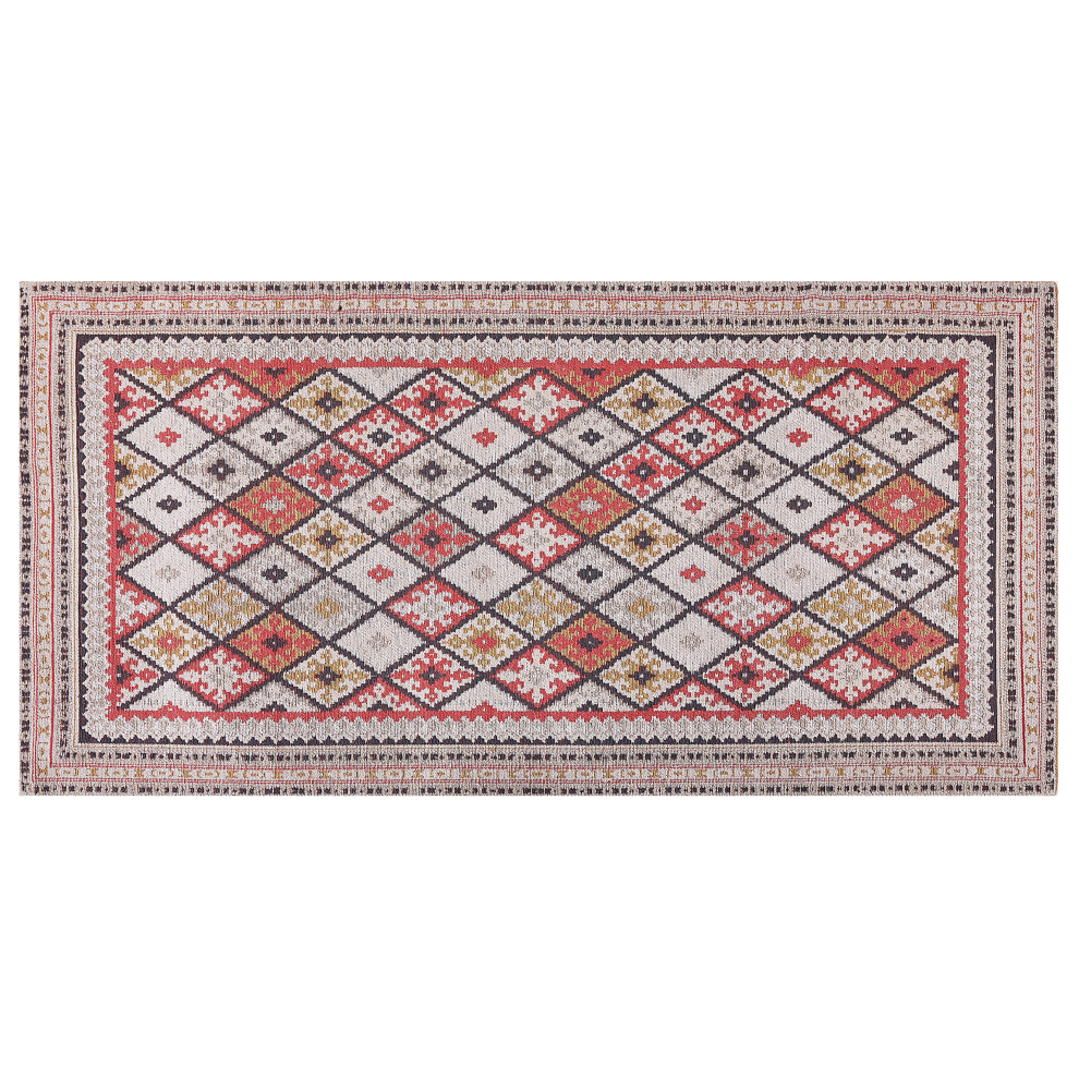 Beliani Rug Anadag Red 80 X 150 Cm Cotton