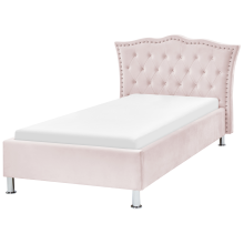 Bed Velvet METZ 90 x 200 cm (EU Single) Pastel Pink