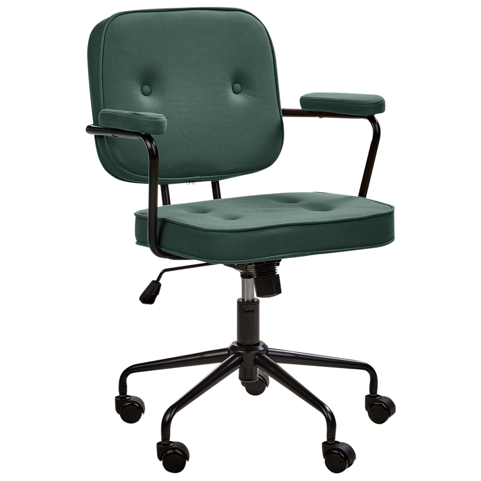 Beliani Desk Chair Pawnee Fabric Dark Green
