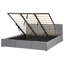 Ottoman Bed BOUSSE Velvet Dark Grey 180 x 200 cm (EU Super King)
