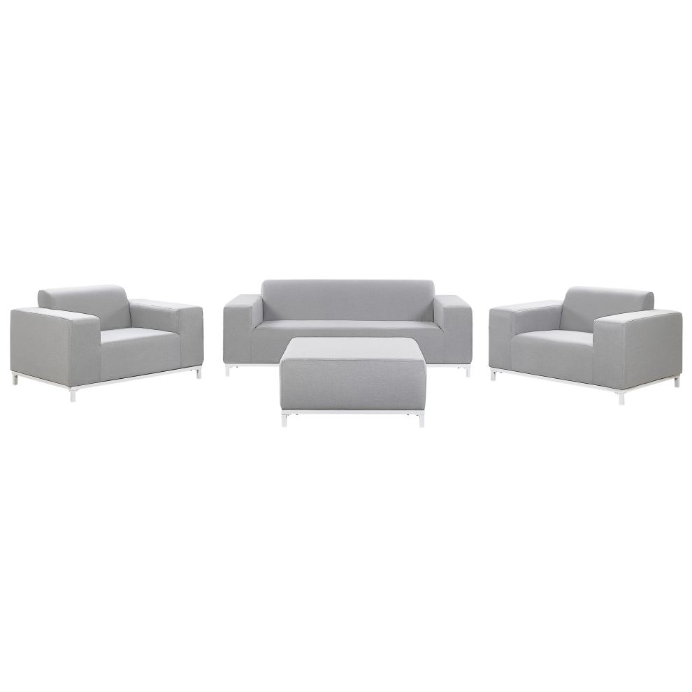 Beliani Garden Lounge Set With Table 5 Seater Rovigo Light Grey