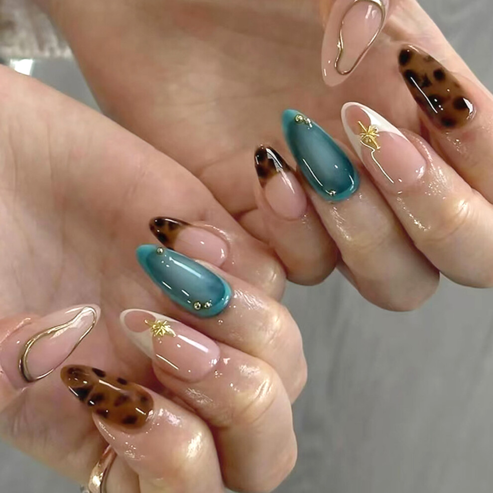 Phui-Pet-Supplies Glossy Almond Press-On Nails, Reusable Diy Decor