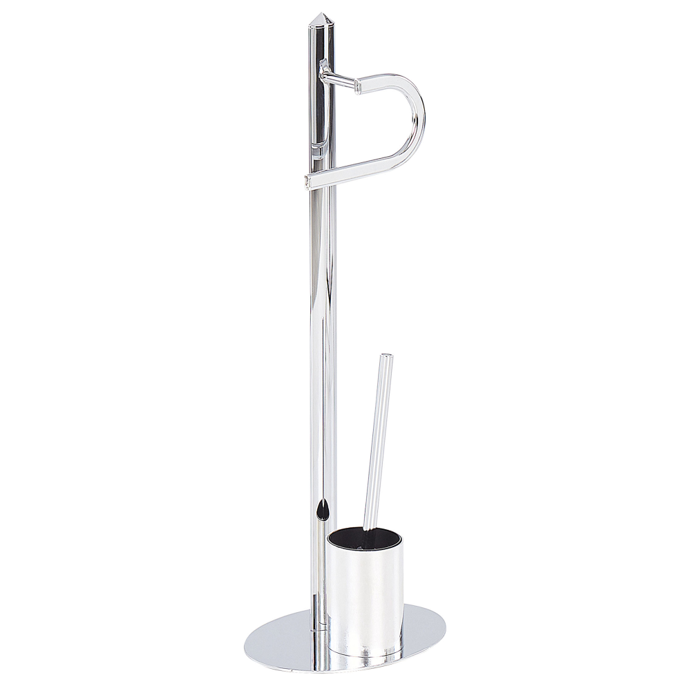 Beliani Toilet Roll And Brush Holder Sarto Metal Silver