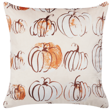 Throw Cushion CUCURBITA Velvet 45 x 45 cm Beige Plant Pattern