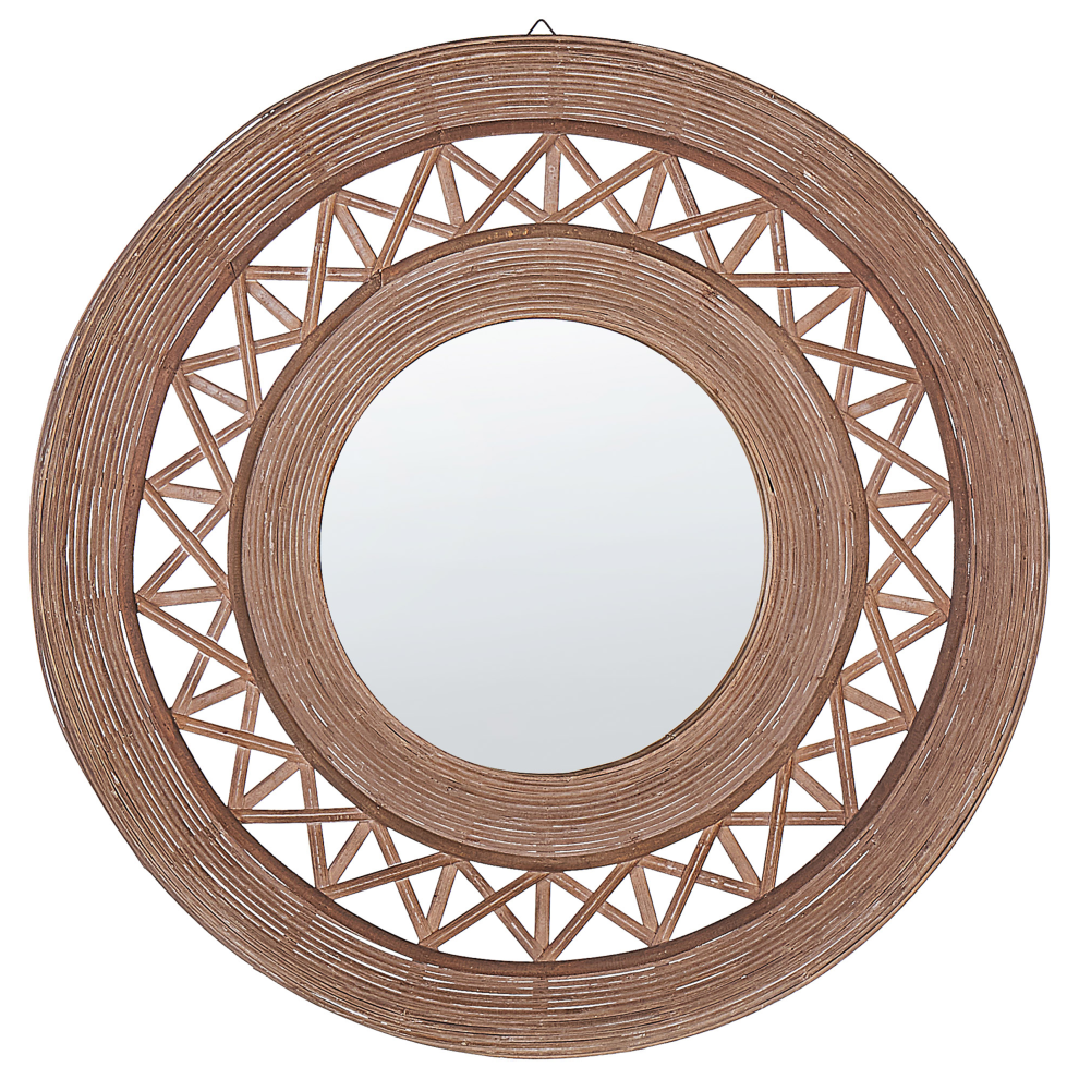 Beliani Wall Mirror Cacoma 62 Cm 62 Cm Bamboo Brown