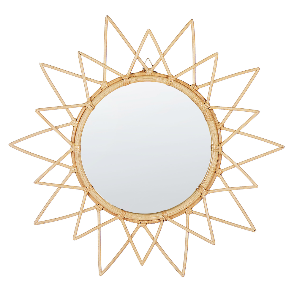Beliani Wall Mirror Aroek 61 Cm 61 Cm Rattan Natural