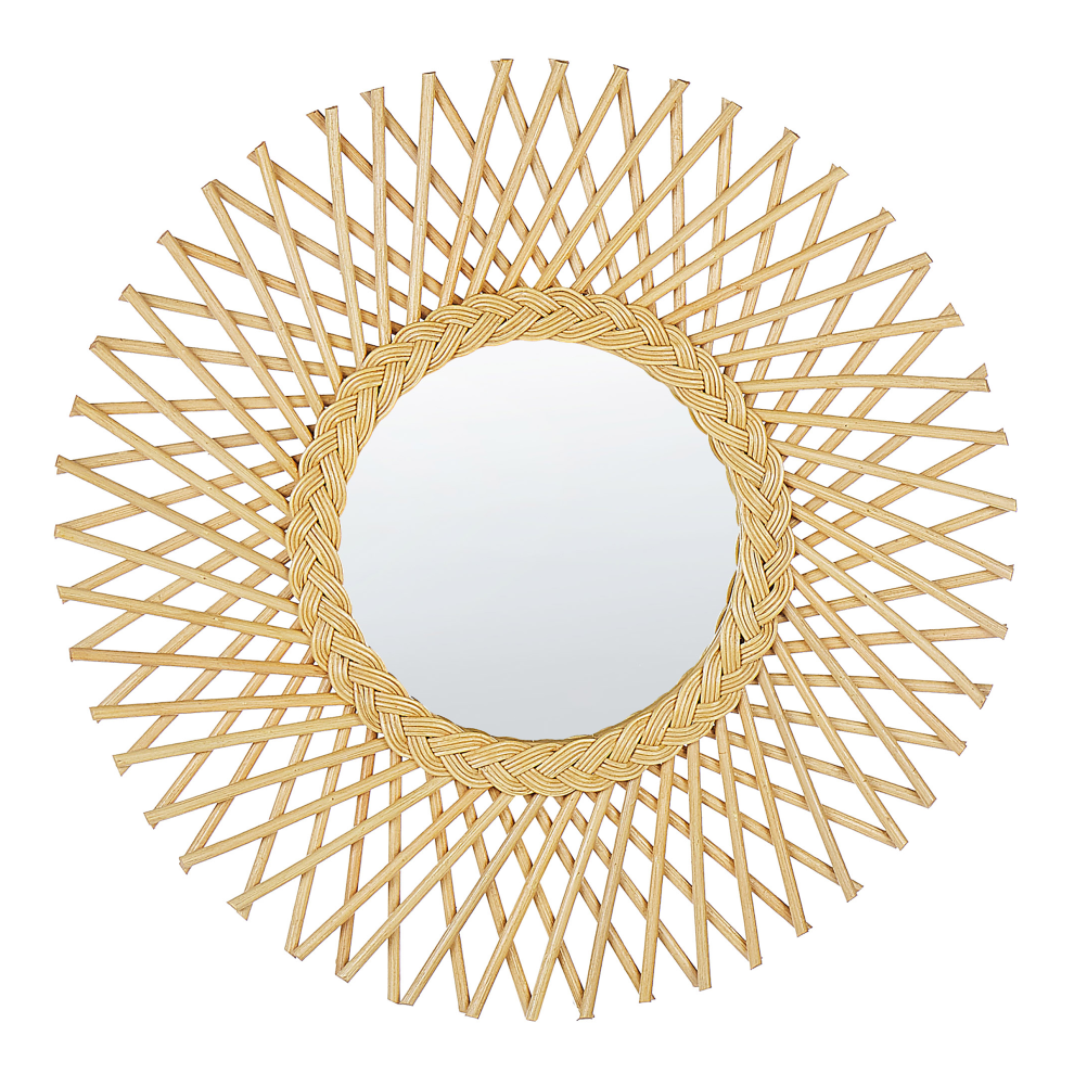 Beliani Wall Mirror Tagolu 60 Cm 60 Cm Rattan Natural