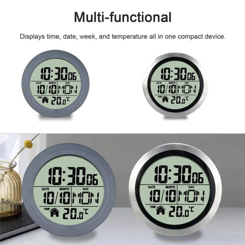 No Punching Suction Cup Clock Home Waterproof Bathroom Kitchen Clock LCD Digital Display Clock Temperature Detector 1