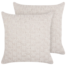 Set of 2 Decorative Cushions BASALIM 45 x 45 cm Beige Solid