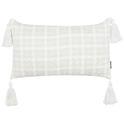 Beliani Throw Cushion DOURIS 30 x 60 cm Light Beige Checked