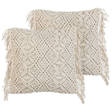 Set of 2 Decorative Cushions PATTAN Cotton 45 x 45 cm Beige Geometric Pattern