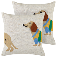 Set of 2 Decorative Cushions BATTAL Cotton 45 x 45 cm Beige