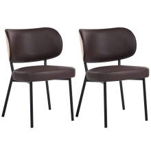 Set of 2 Dining Chairs WONDER Faux Leather Dark Brown