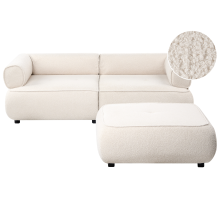 Sofa 3 Seater SALLA Boucle Off-White with Ottoman