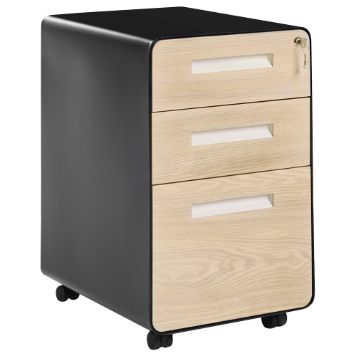 Beliani Storage Unit LARCO Black/ Light Brown