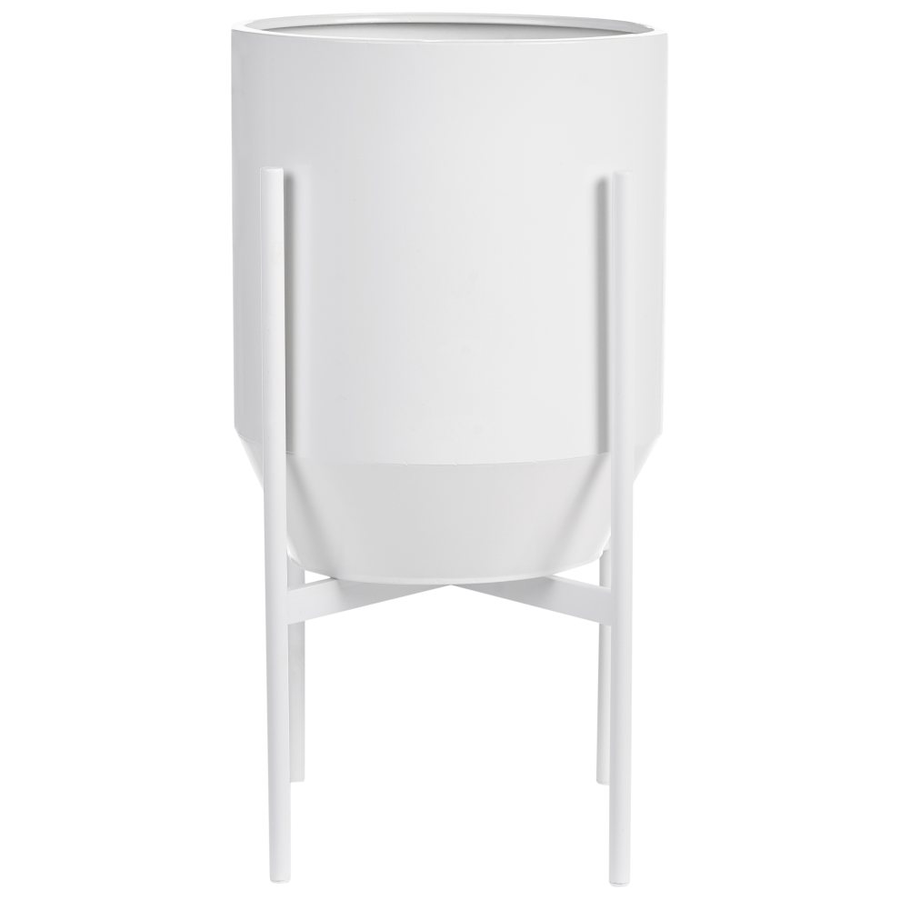 Beliani Elevated Plant Pot Hybridum Metal 33 Cm White