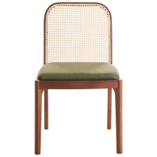 Set of 2 Dining Chairs EDINA Fabric Brown/ Green