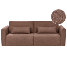 Sofa Bed 3 Seater VAXHOLM Boucle Brown with Storage