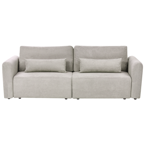 Beliani Sofa Bed 3 Seater VAXHOLM Fabric Grey with Storage