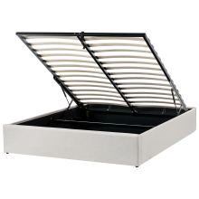 Ottoman Bed without Headboard DINAN Fabric Light Beige 140 x 200 cm (EU Double)