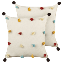 Set of 2 Decorative Cushions FUSSEL Cotton 45 x 45 cm Light Beige