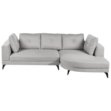 Corner Sofa 3 Seater MARUM Faux Linen Grey Left Hand