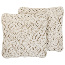 Set of 2 Decorative Cushions ESENKOY Cotton 50 x 50 cm Light Beige Geometric Pattern