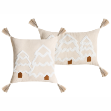 Set of 2 Decorative Cushions INTSIA Cotton 30 x 50 cm 45 x 45 cm Light Beige Christmas Motif