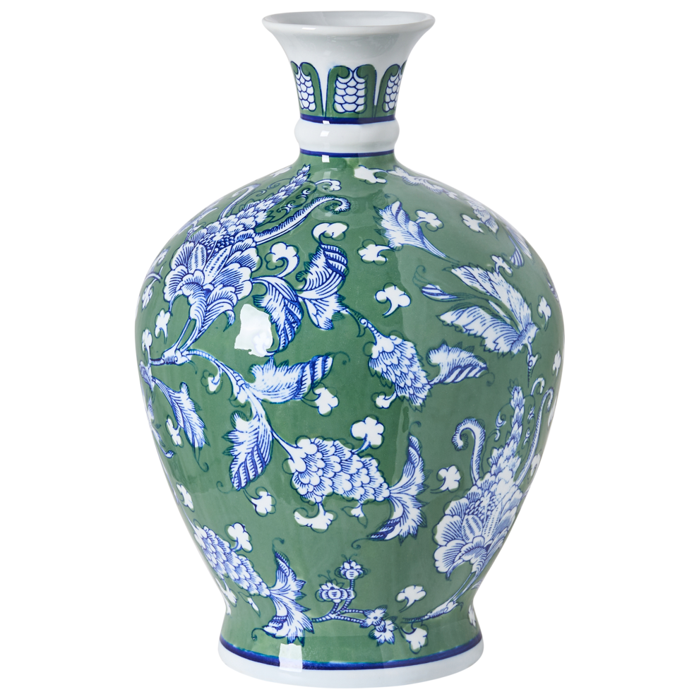 Photos - Football Kit Beliani Flower Vase VALLADOLID Porcelain 36 cm Green 