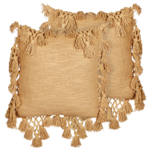 Set of 2 Decorative Cushions OLEARIA Cotton 45 x 45 cm Sand Beige Solid