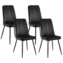 Set of 4 Dining Chairs KIRBY Velvet Black