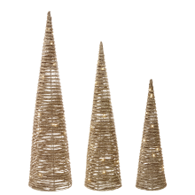 Set of 3 Christmas Decorations LED TUELSO Christmas Tree 60/80/100 cm Gold