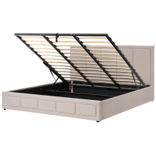 Ottoman Bed QUIBERON Fabric Beige 180 x 200 cm (EU Super King)