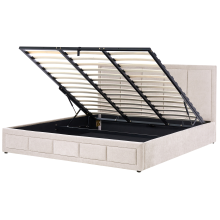 Ottoman Bed QUIBERON Chenille Taupe 180 x 200 cm (EU Super King)