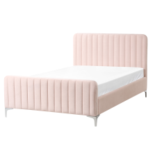Bed Velvet LUNAN 120 x 200 cm (EU Small Double) Pastel Pink