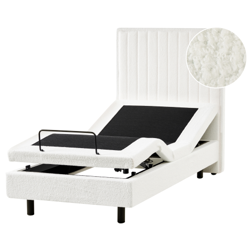 Beliani Adjustable Bed Boucle CASTELLAN 90 x 200 cm (EU Single) Off-White