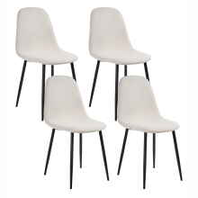 Set of 4 Dining Chairs CRANDALL Fabric Light Beige