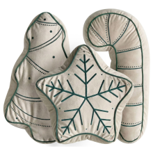 Set of 3 Decorative Cushions JOLLYTRIO Velvet 35 x 70 cm 40 x 60 cm 40 x 40 cm Light Beige Christmas Motif