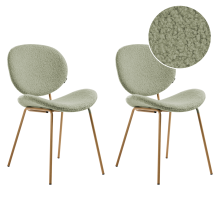 Set of 2 Dining Chairs LUANA Boucle Light Green