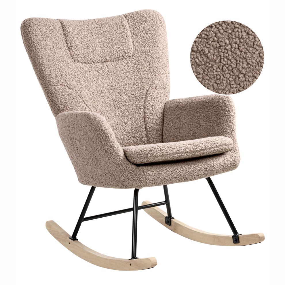 Beliani Rocking Chair Sandve Boucle Taupe