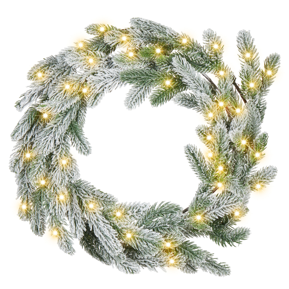 Beliani Snowy Christmas Wreath Led Albini Green 45 Cm