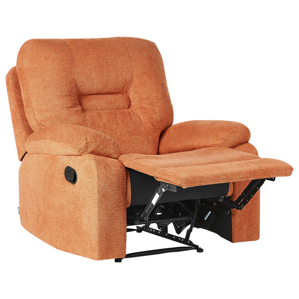 Beliani Recliner Chair Bergen With Footrest Fabric Orange