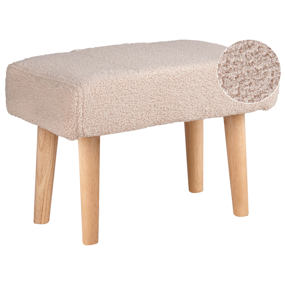 Beliani Footstool Takoma Boucle Light Beige