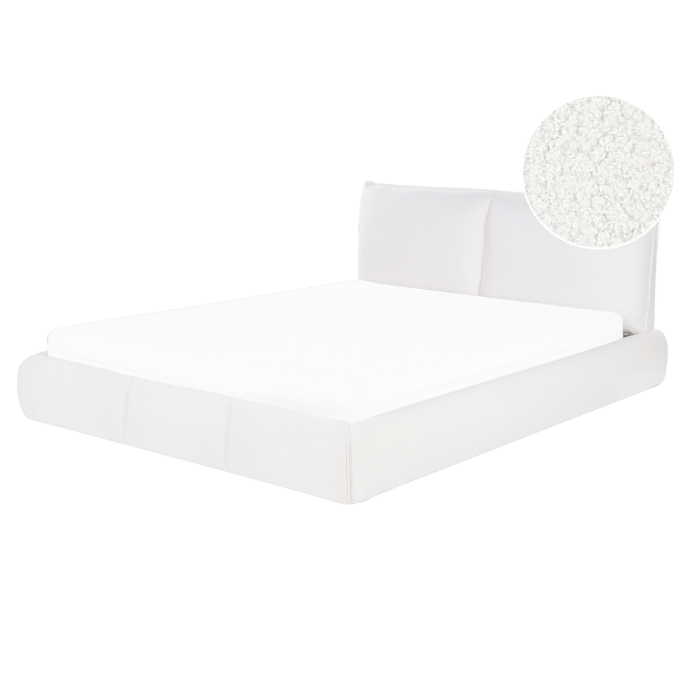 Beliani Bed Boucle Vinay 160 X 200 Cm (Eu King Size) White