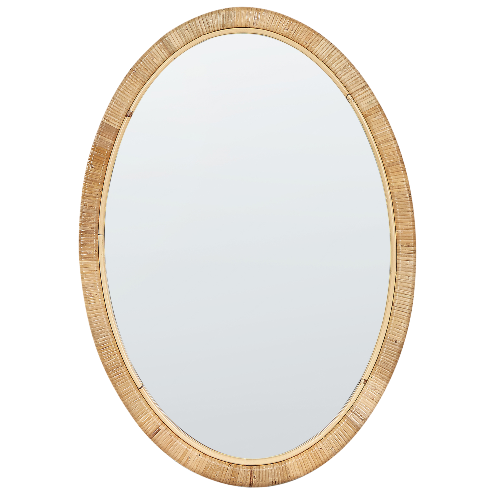 Beliani Wall Mirror Foissy 50 Cm 70 Cm Rattan Natural