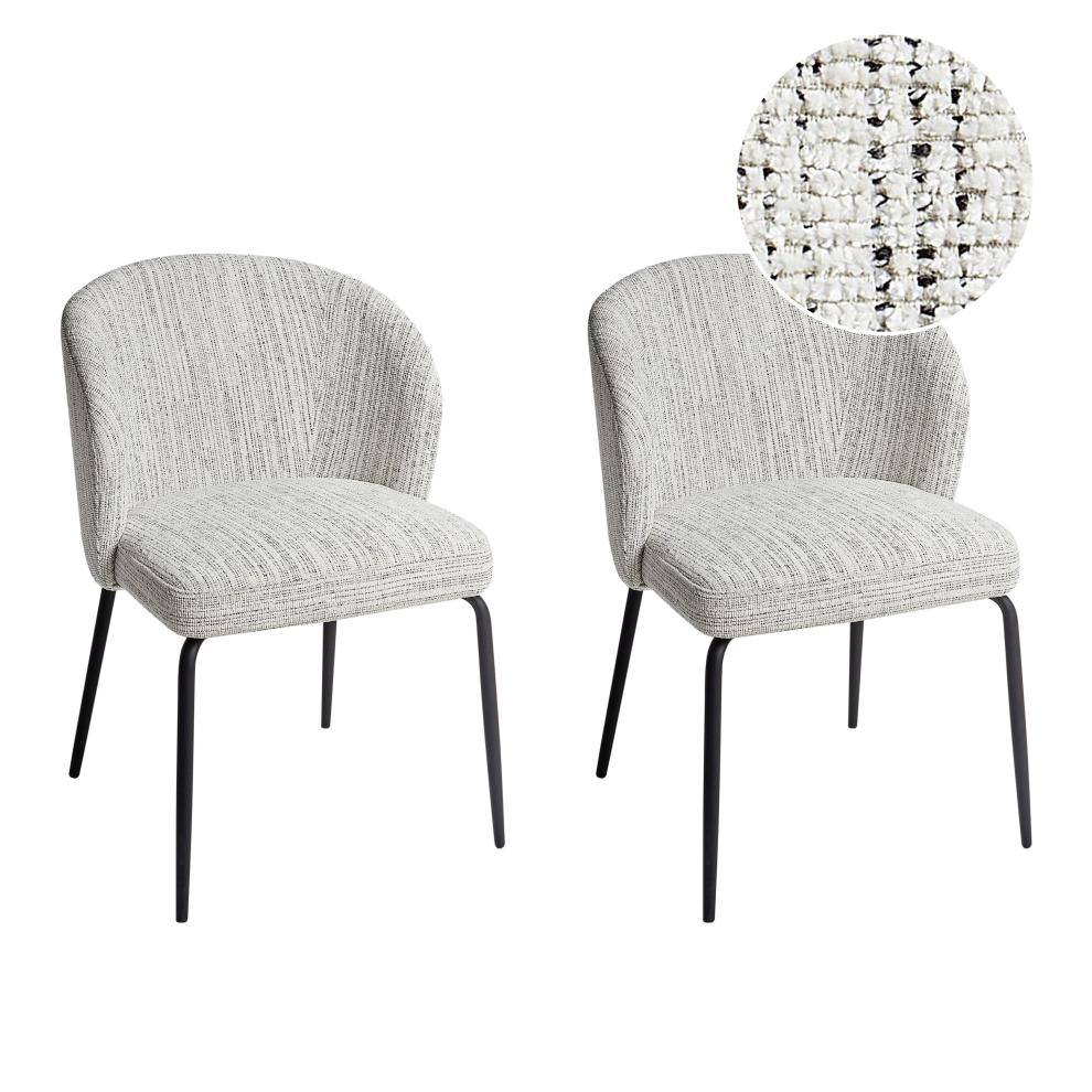 Beliani Set Of 2 Dining Chairs Zana Fabric White